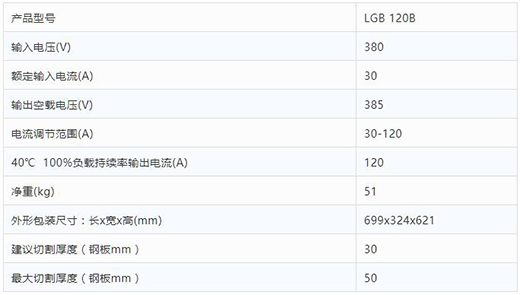 利来国际最老品牌网数字化等离子切割+碳弧气刨两用机LGB 120B整机参数