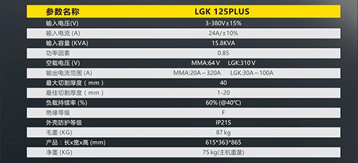 利来国际最老品牌网LGK125PLUS等离子切割机参数